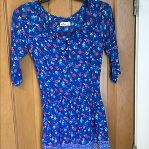 Hollister Blue and Red Printed Floral Dress